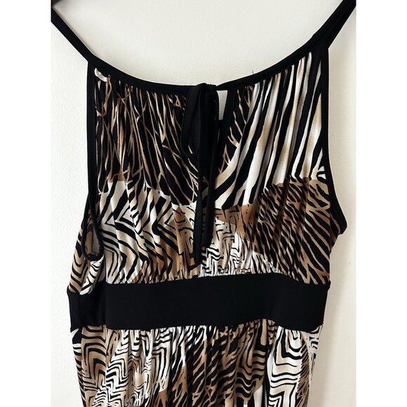 AGB Petites Women’s Medium Animal Print Maxi Dress Tie Back Y2K Resort Summer - Picture 7 of 8